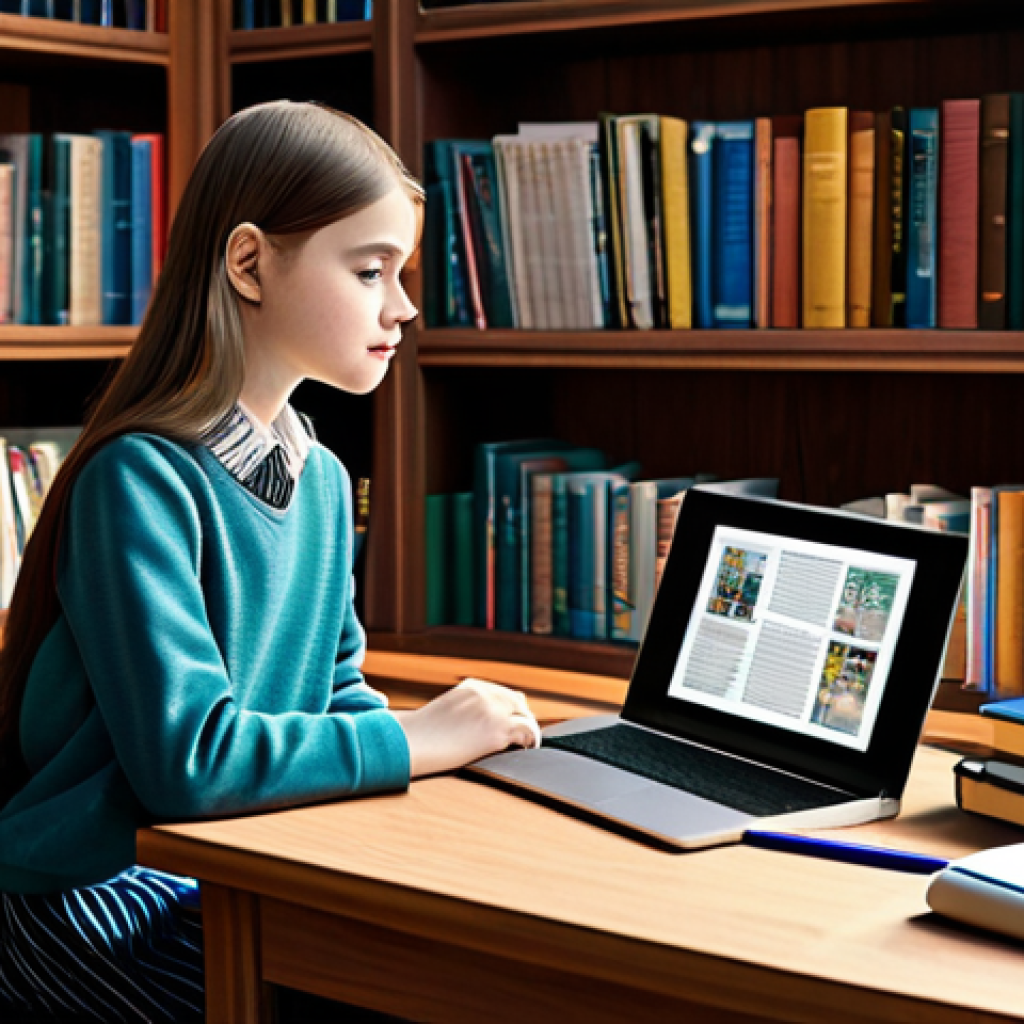 **

"A young, fully clothed student sitting at a desk with a laptop, studying diligently, wearing modest clothing, surrounded by textbooks and learning materials. Background shows a cozy study room with bookshelves. Safe for work, appropriate content, perfect anatomy, natural proportions, professional illustration, high quality, family-friendly."

**