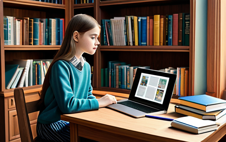 **

"A young, fully clothed student sitting at a desk with a laptop, studying diligently, wearing modest clothing, surrounded by textbooks and learning materials. Background shows a cozy study room with bookshelves. Safe for work, appropriate content, perfect anatomy, natural proportions, professional illustration, high quality, family-friendly."

**