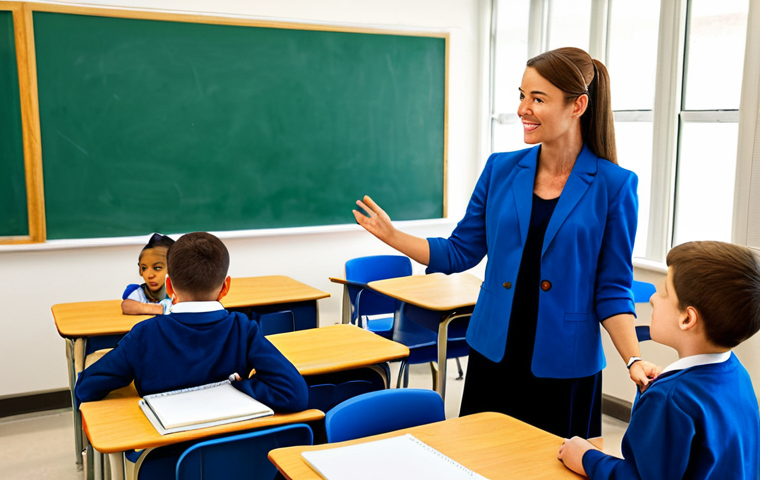 **

"A professional teacher in a modest classroom setting, interacting with fully clothed students, appropriate attire, safe for work, perfect anatomy, natural proportions, family-friendly learning environment, high-quality educational scene, vibrant colors."

**