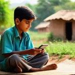 Home 11 에듀테크와 커뮤니케이션 기술의 접목 - **Prompt 1: Rural Digital Learning**
"A serene and brightly lit scene depicting a young Pakistan...