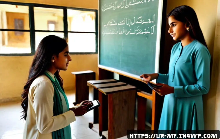 Home 17 에듀테크와 감성 인공지능의 연계 - Photorealistic educational technology scene in a welcoming Pakistani secondary school classroom, a S...